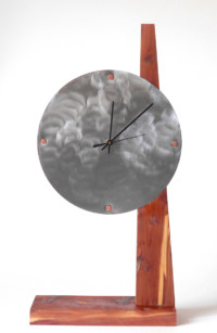 Asymetric Balance --steel, cedar--
21" x 11" x 3"--
$165 Asymetric Balance clock by LivengoodStudio
