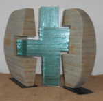Crosstown - Stacked glass and baltic plywood - 26" x 16" x 2" - $600