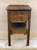 Mud Cloth Side Table - Baltic plywood, pine, aniline dye - 24" x 18" x 14" - NFS Mud Cloth design side table