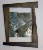 Trapezium Steel Quilt Sampler - oak, old steel roofing, copper rivets - 15" x 11.5" x .5" - $300