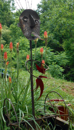sculpture - steel rebar, sheet steel, red paint