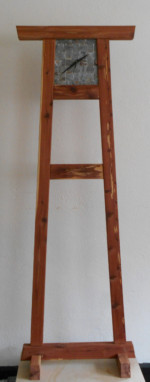 Woven steel grandfather clock - cedar, steel, quartz clock works - 65.5" x 22.5" x 12" - $450