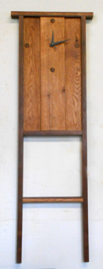 Fusion of Wood - oak, walnut, quartz clockworks - 48" x 16" x 2" - $250 wall hanging clock - oak, walnut, quartz clockworks
