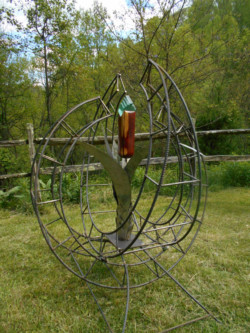 Sculpture - steel, stainless steel, cedar, stacked glass